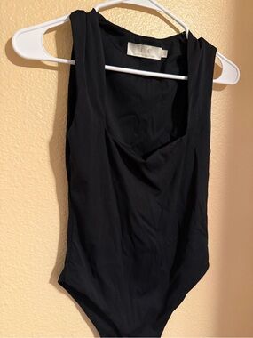 Lizette Collection Black Scoop-Neck Bodysuit - Classic Stretch